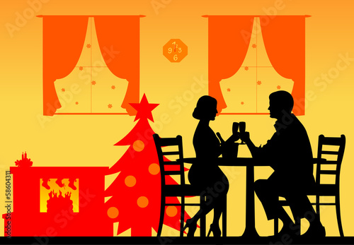 Lovely couple enjoying the Christmas holidays and New Year