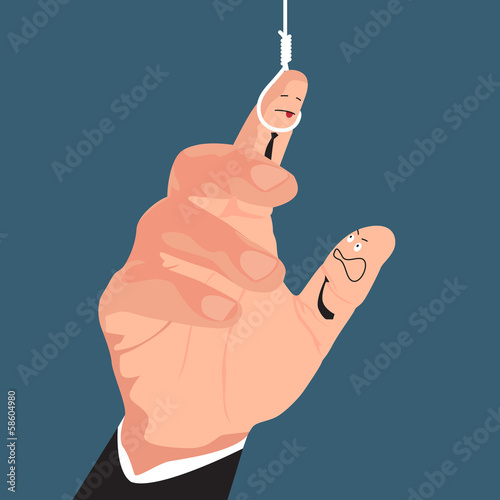 Rope and finger, conceptual.