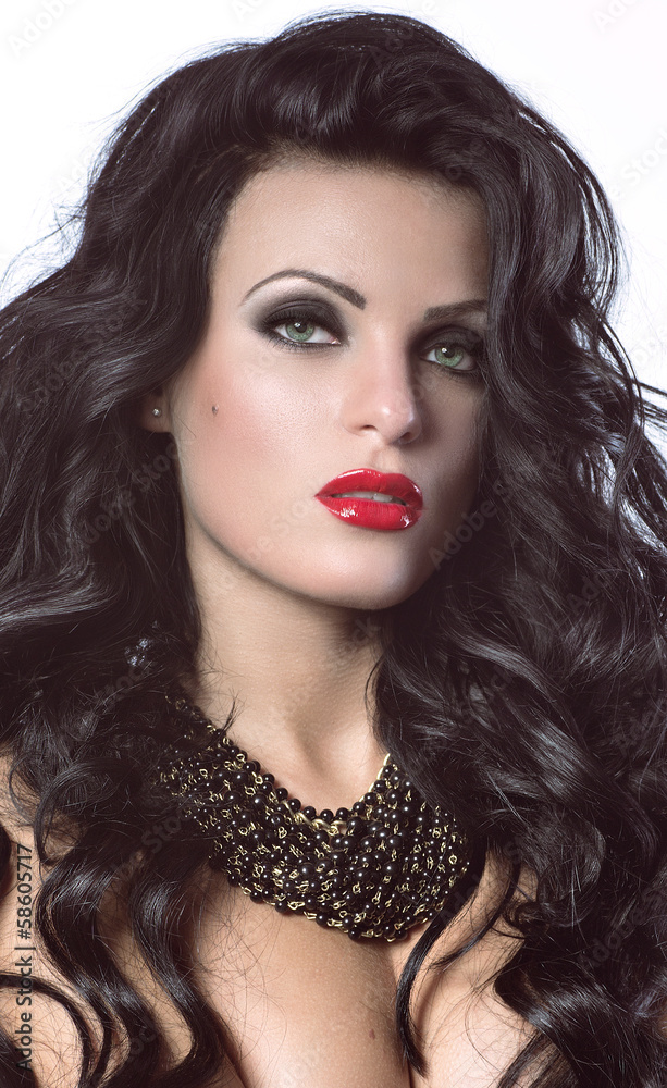 woman with makeup with jewelry precious decorations.