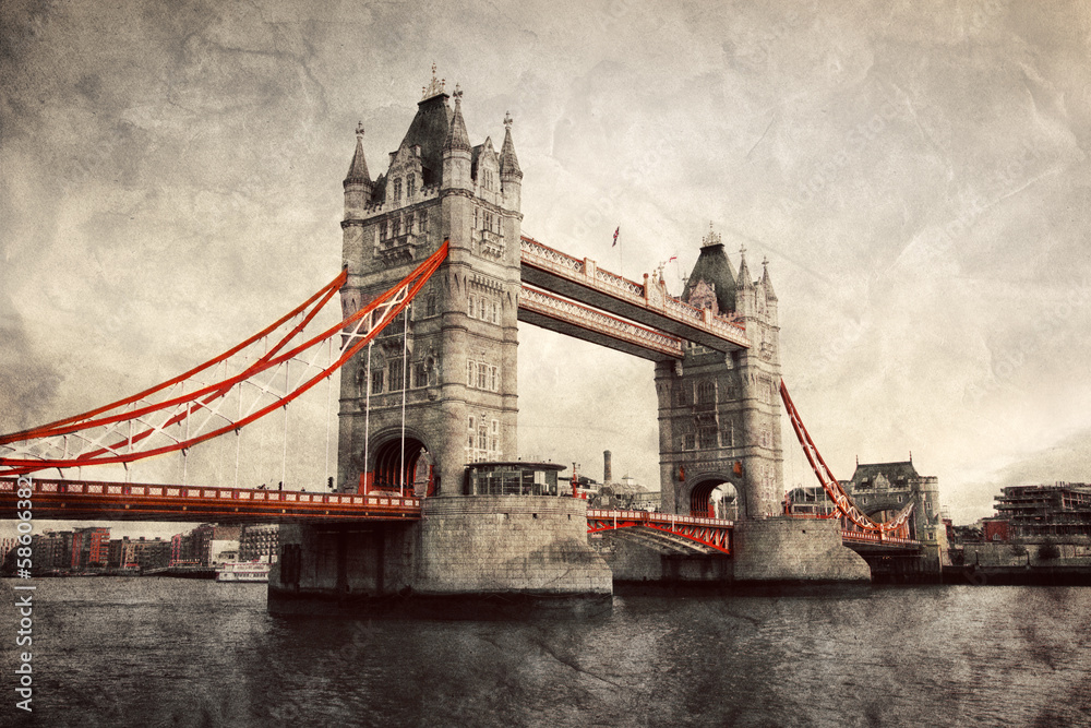 Naklejka premium Tower Bridge w Londynie, Anglii, Wielkiej Brytanii. Zabytkowy styl