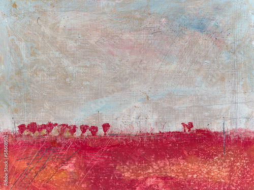 Color decoration trees in a country in the background, illustrat
