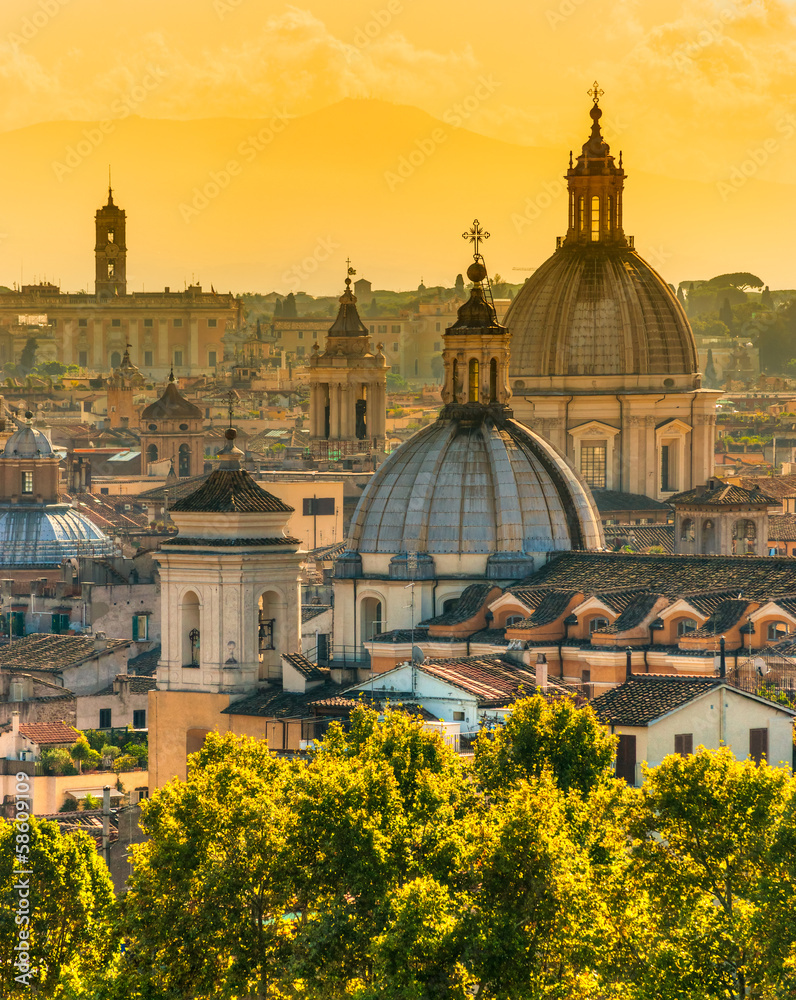 Obraz premium Widok Rzymu z Castel Sant'Angelo, Włochy.