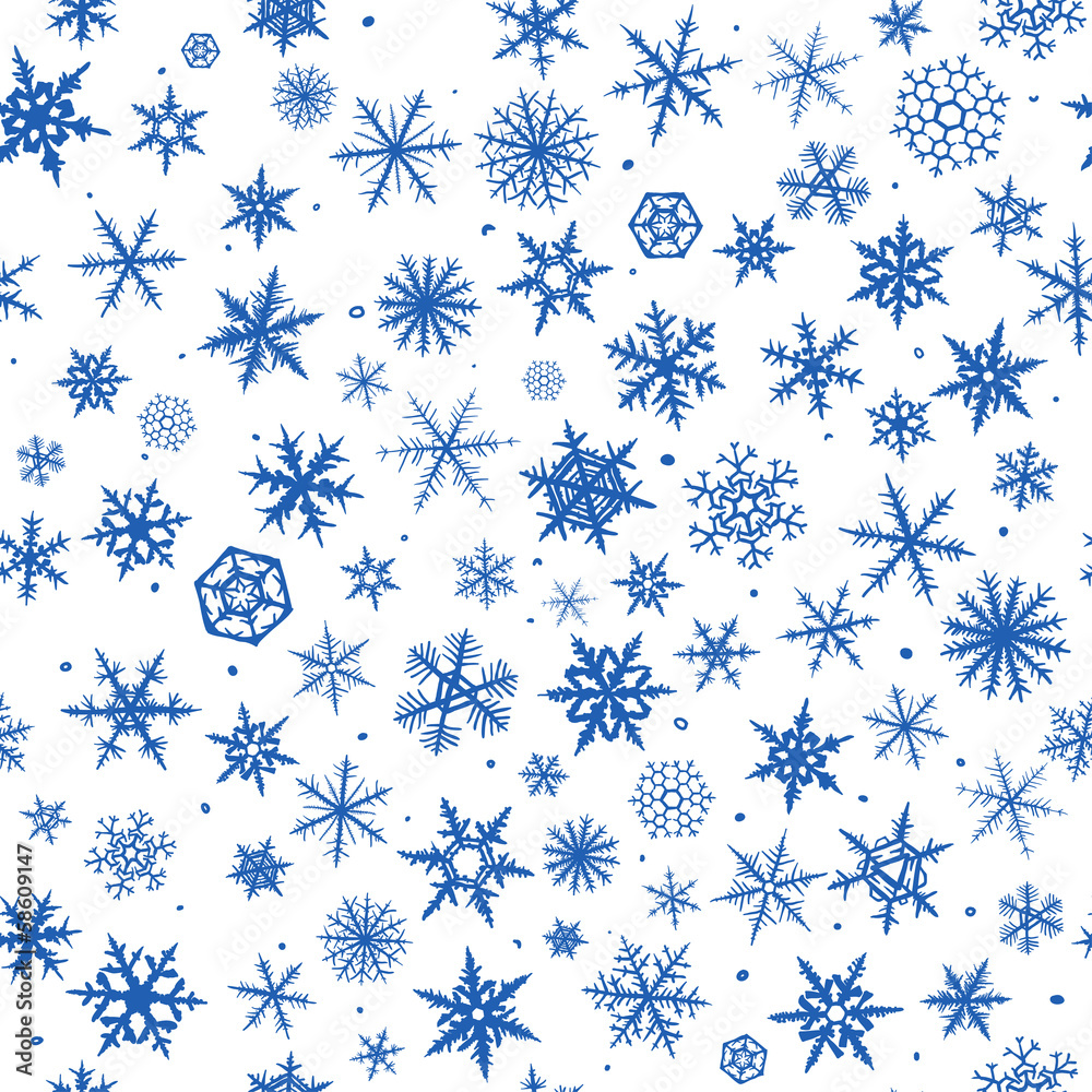Seamless  pattern from snowflakes on white background.