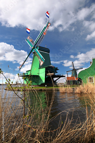 Windmills in Zaanse Schans  Amsterdam  Holland