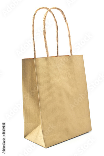 Gift paper shopping bag isolated on white