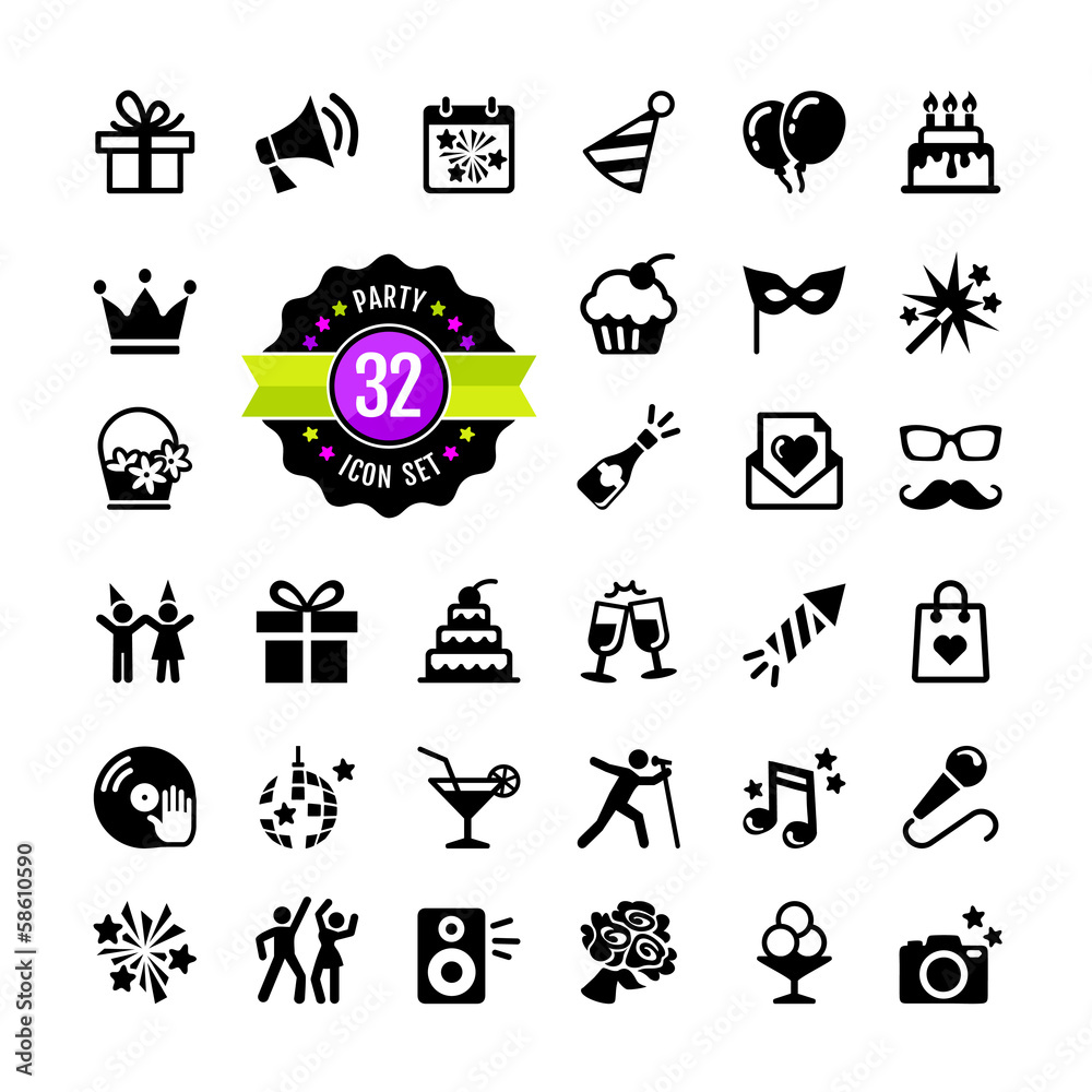Web icon set Party, Birthday, celebration - obrazy, fototapety, plakaty 