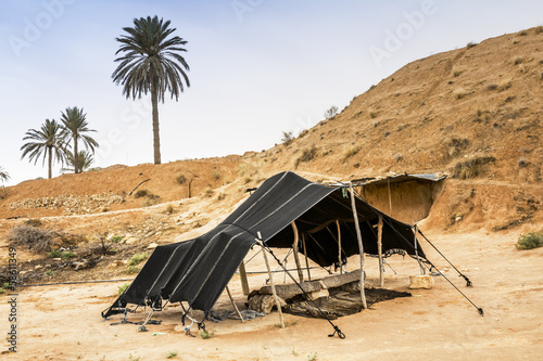 Canvas-taulu The Berber tent in the Sahara desert, Tunisia, Africa
