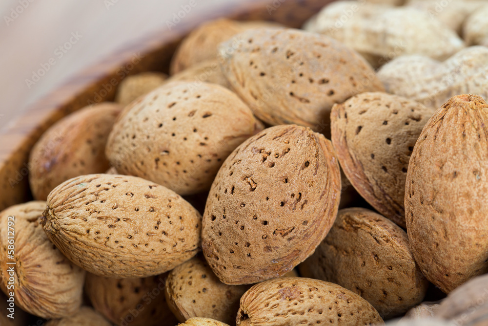 shelled almonds background