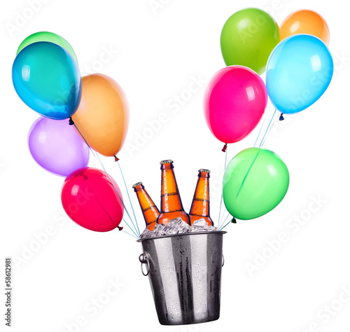 Beer bottles and flying balloons