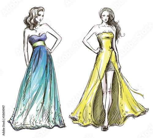 Dekoracja na wymiar  fashion-illustration-long-dress-catwalk
