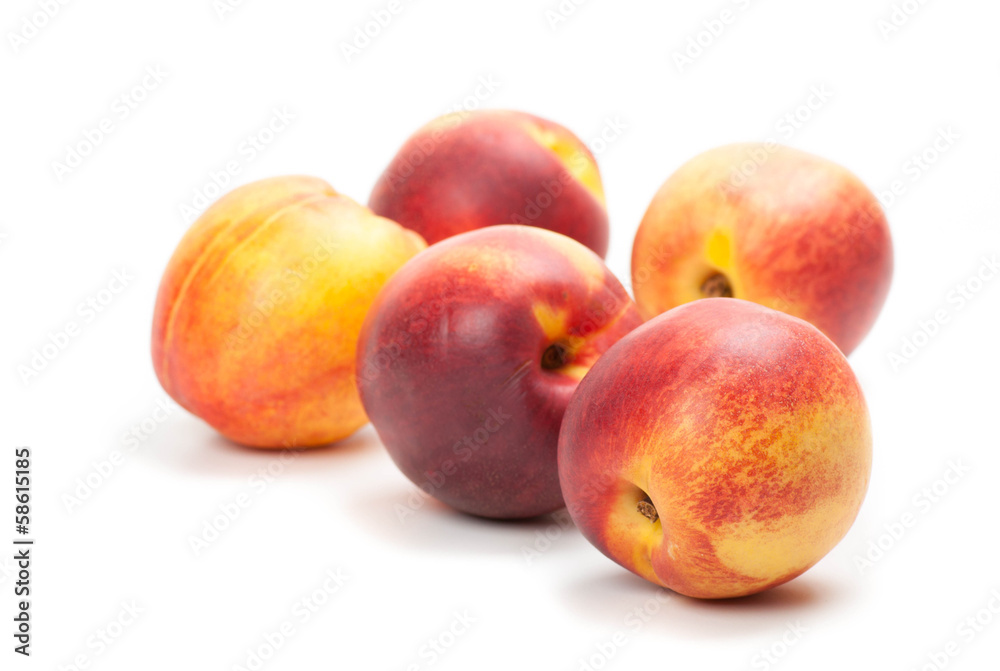 Ripe peaches fruits isolated on white Ripe peaches fruits isolated on white