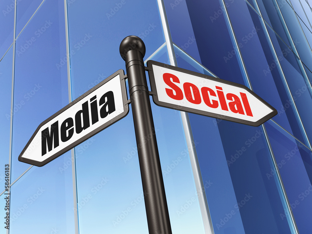 Social media concept: sign Social Media on Building background