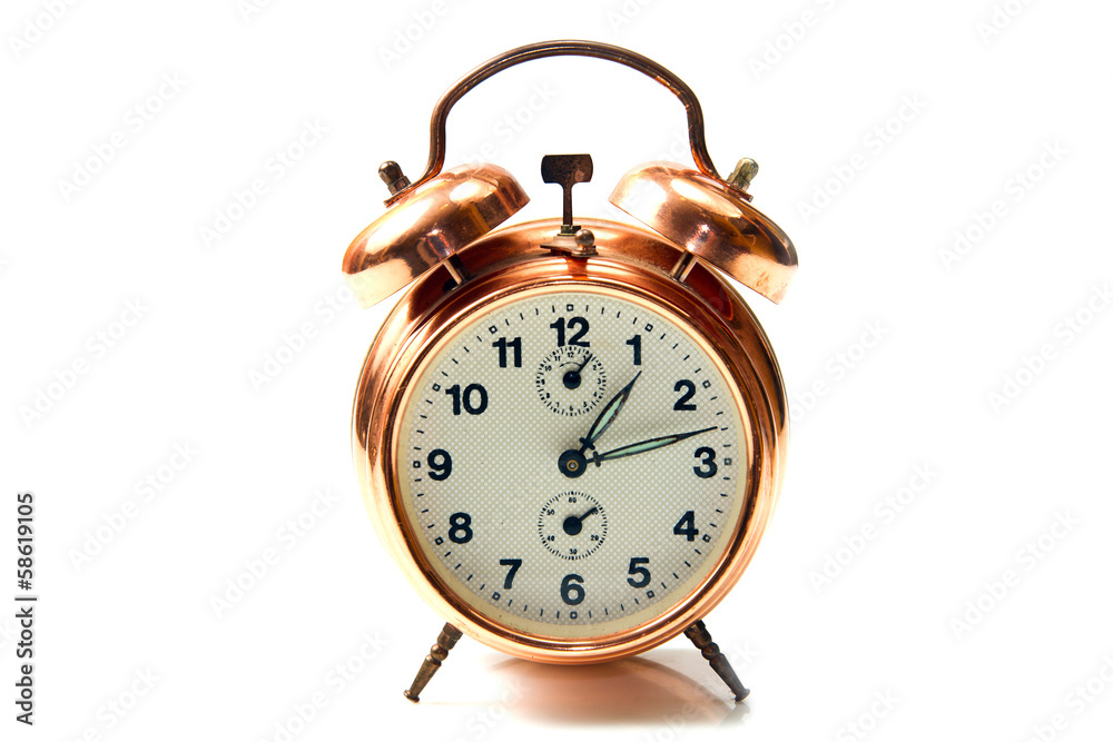 old style alarm clock isolated on white old style alarm clock isolated on white