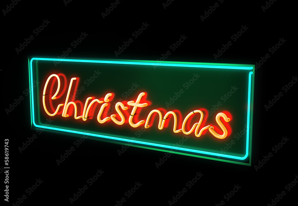Neon Christmas sign green and red