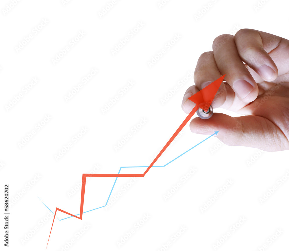Business man hand drawing graph Business man hand drawing graph