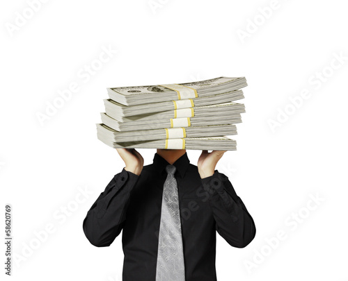 head lifting dollar businessman photo