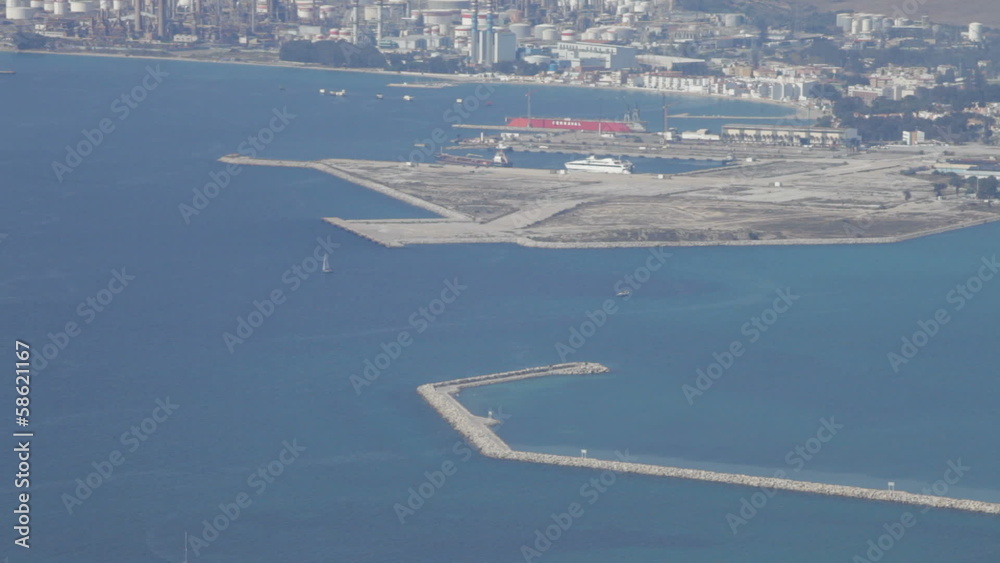 Gibraltar bay, view from above of the Rock of Gibraltar. Gibraltar bay, view from above of the Rock of Gibraltar.