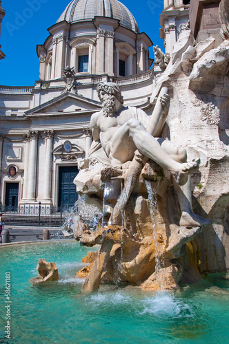 Fountain of the four Rivers on Piazza Navona in Rome. Italy.