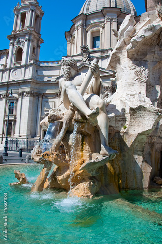 Fountain of the four Rivers on Piazza Navona in Rome. Italy.