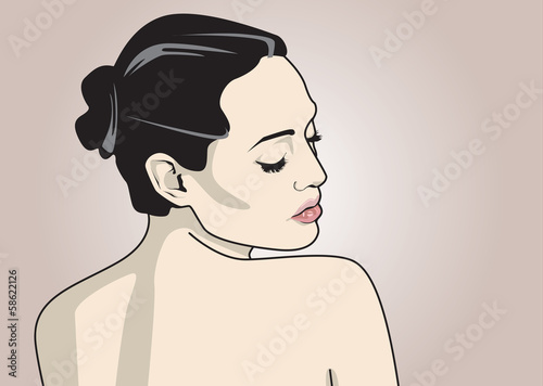 Beautiful woman face hand drawn vector illustration eps