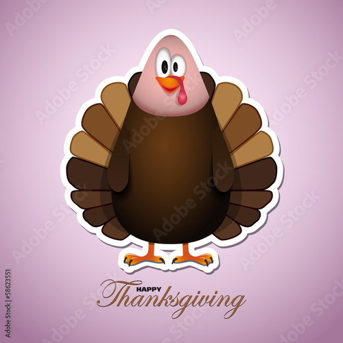 Happy Thanksgiving cartoon turkey - card vector illustration