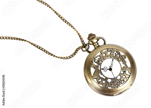 Vintage watch pendant on the white background, isolated