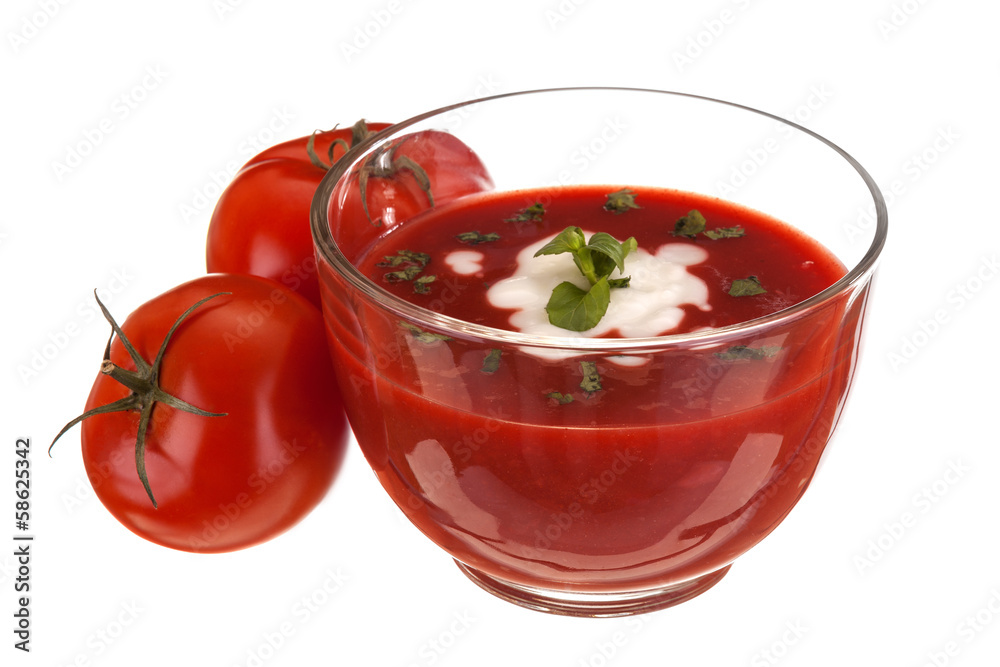 delicious homemade tomato soup with cream and basil delicious homemade tomato soup with cream and basil