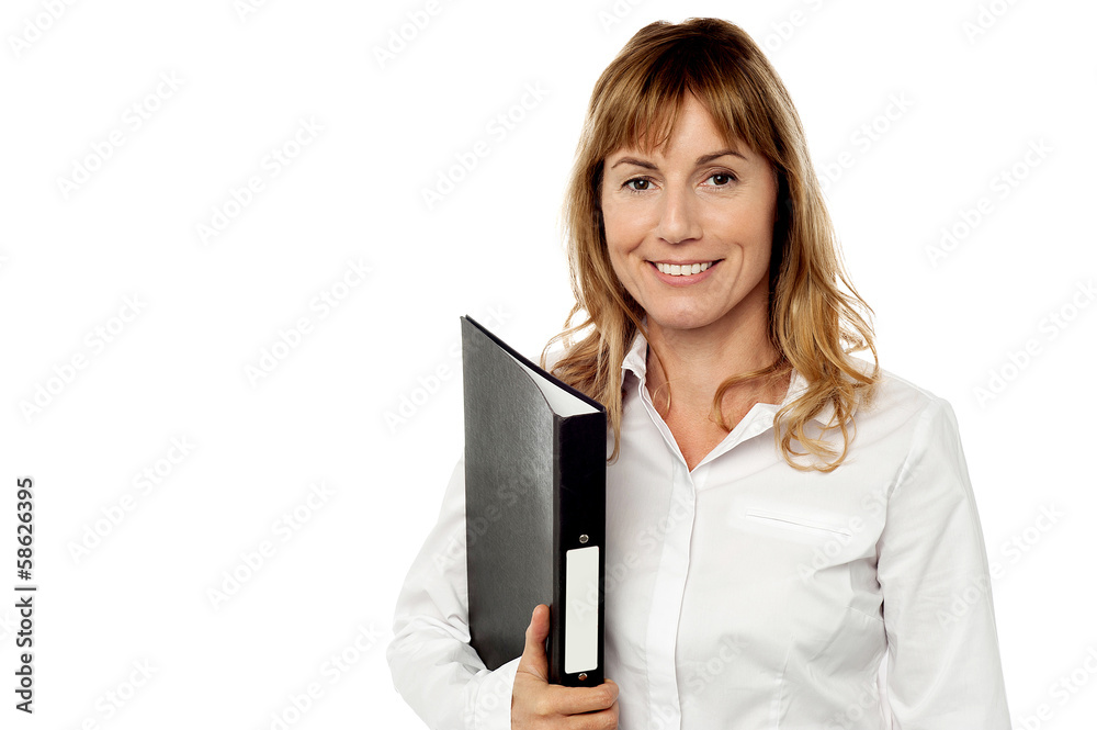 Pretty female executive posing over white Pretty female executive posing over white