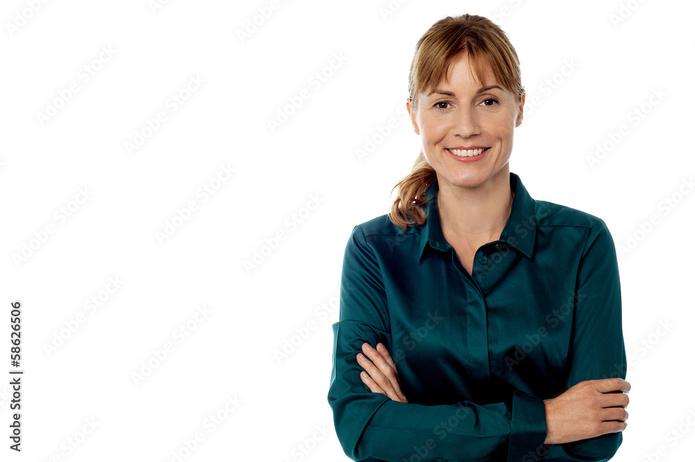 Stylish lady posing casually over white Stylish lady posing casually over white