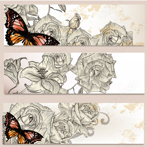 Floral business cards set for design