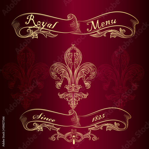 Royal menu design with fleur de lis
