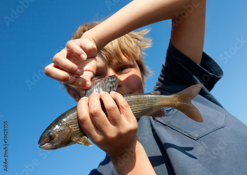 Boy caught grayling