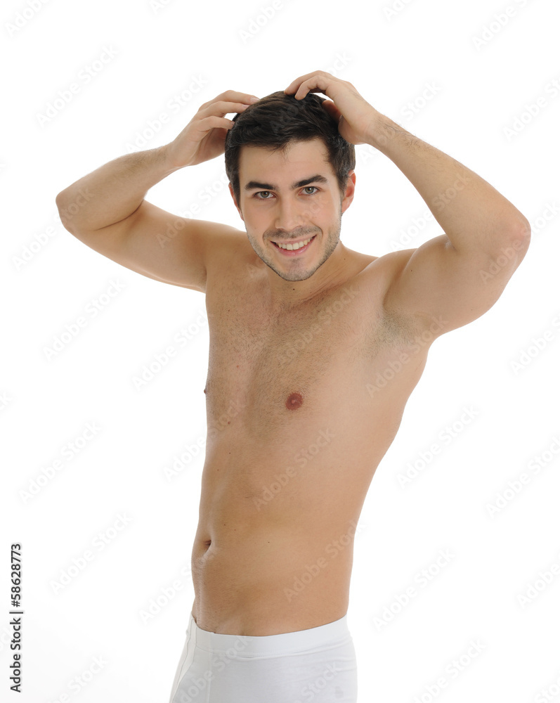 Fototapeta premium Junger mann beim eincremen