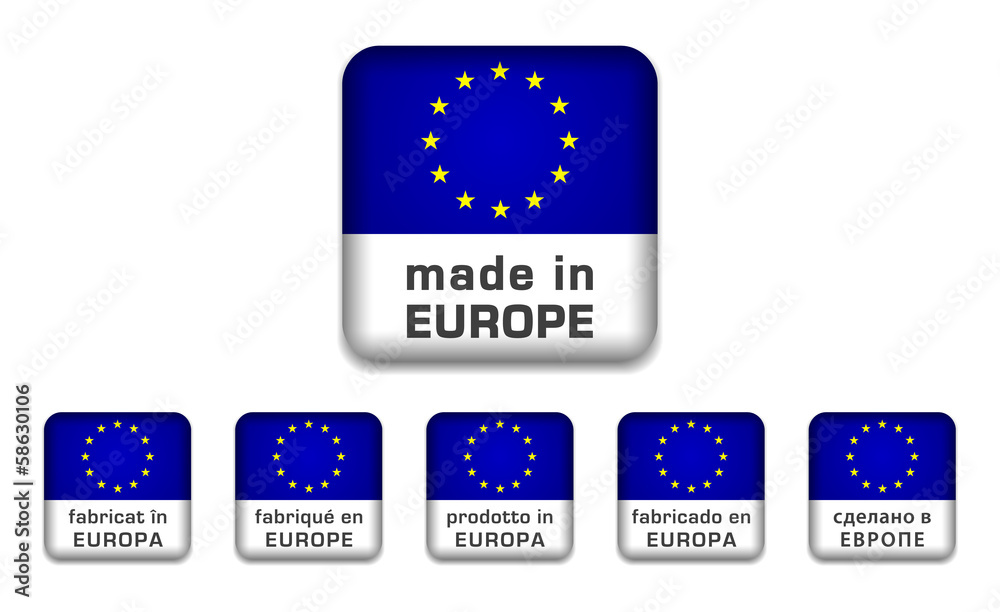 Made in Europe badge (6 languages)