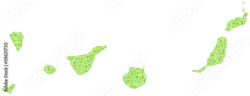 The Canary Islands in a mosaic of green squares