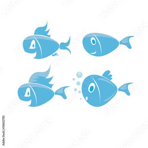 Set of vector fish icons