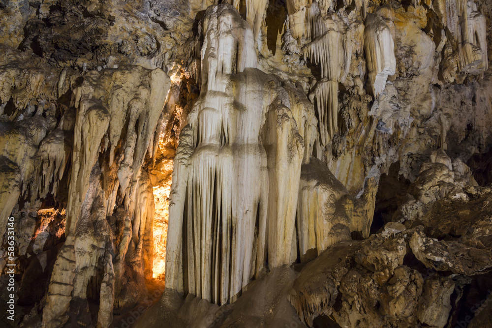 Wonder Cave Interior with Stalactites and Stalagmites