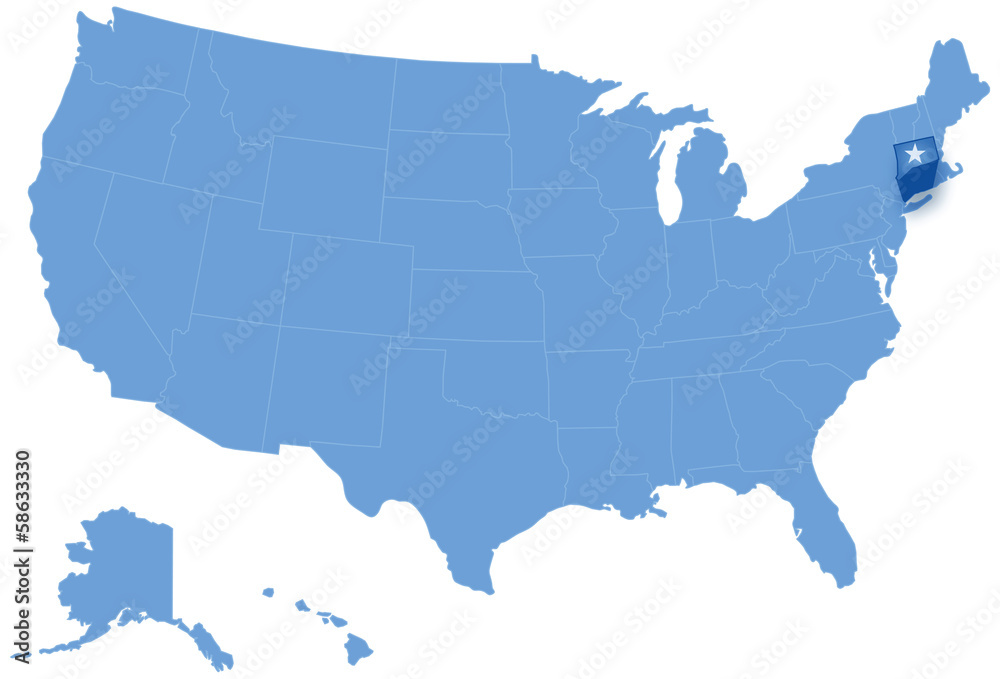 Fototapeta premium Map of the United States where Connecticut is pulled out