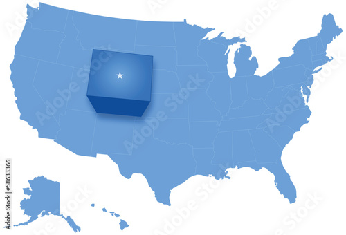 Map of States of the United States where Colorado is pulled out