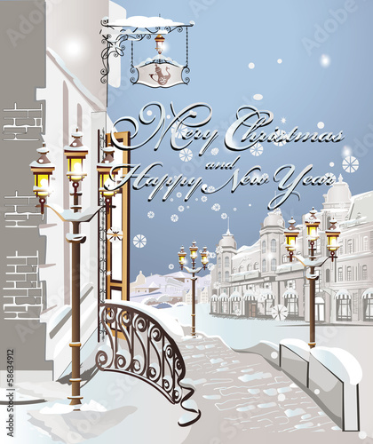 Christmas card - winter on the streets