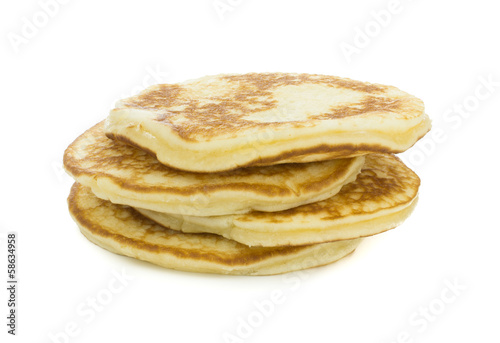 Fresh baked pancakes on a white background