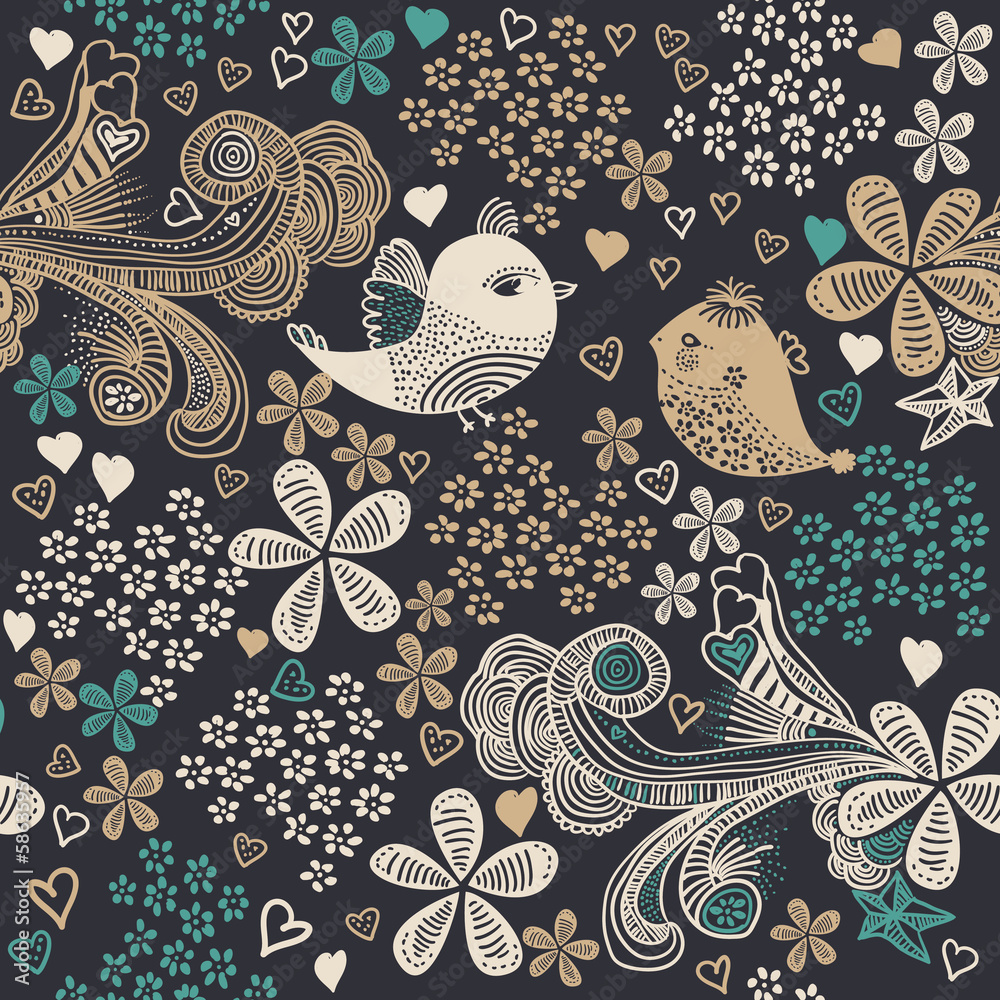 Naklejka premium seamless abstract floral pattern