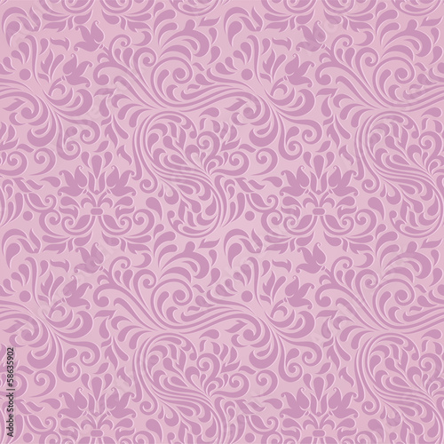 Vector seamless floral pink damask pattern