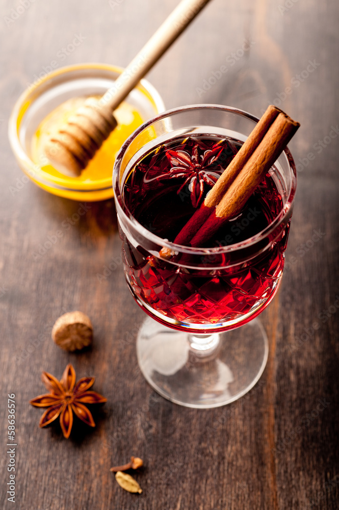 Hot wine (mulled wine) with spices and honey Hot wine (mulled wine) with spices and honey