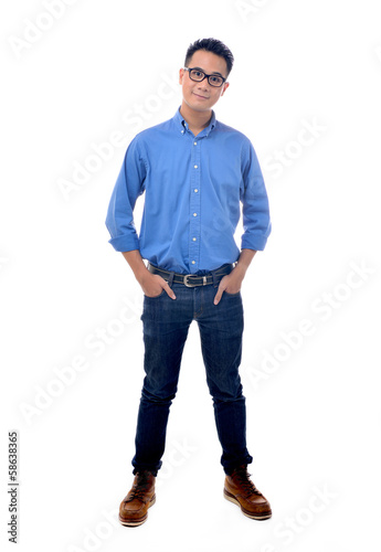 Handsome casual man smiling - isolated over a white background