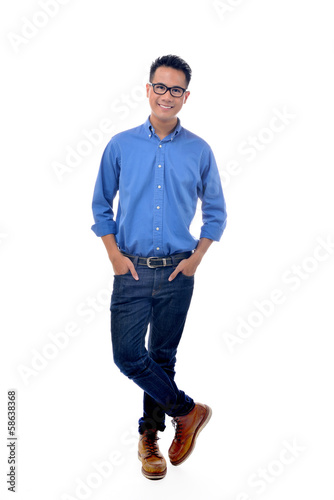 Handsome casual man smiling - isolated over a white background © amenic181