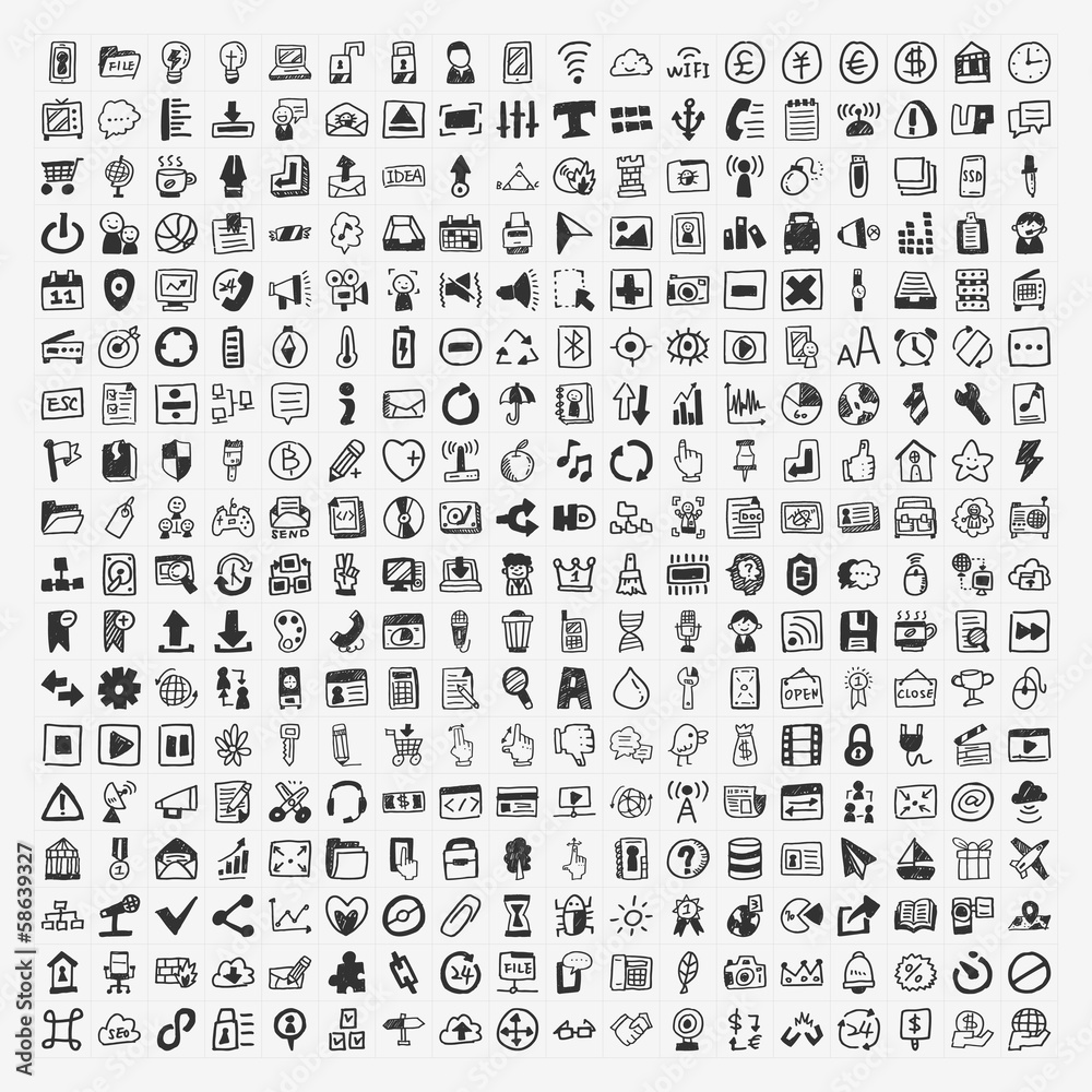 324 Vector Doodle Web Icons