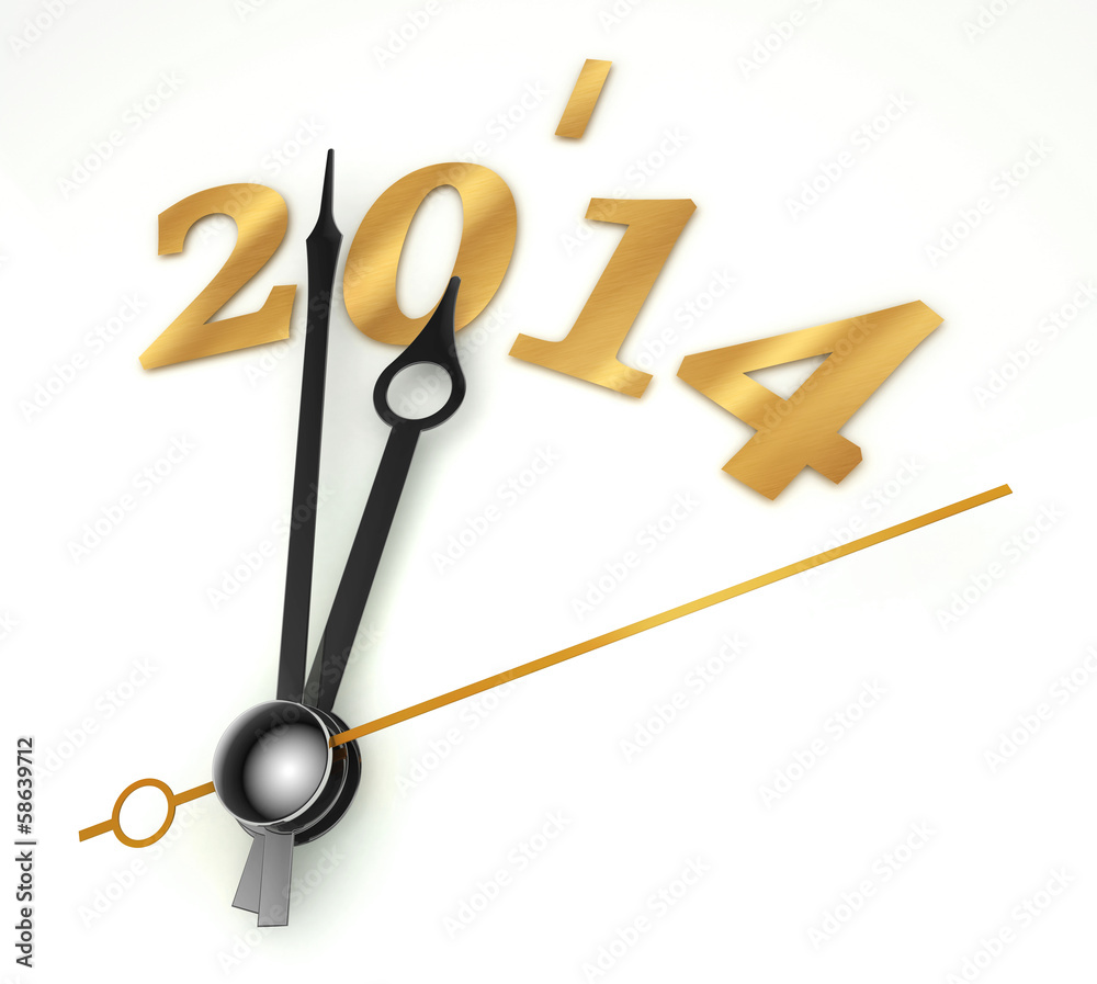 new year 2014 gold clock new year 2014 gold clock