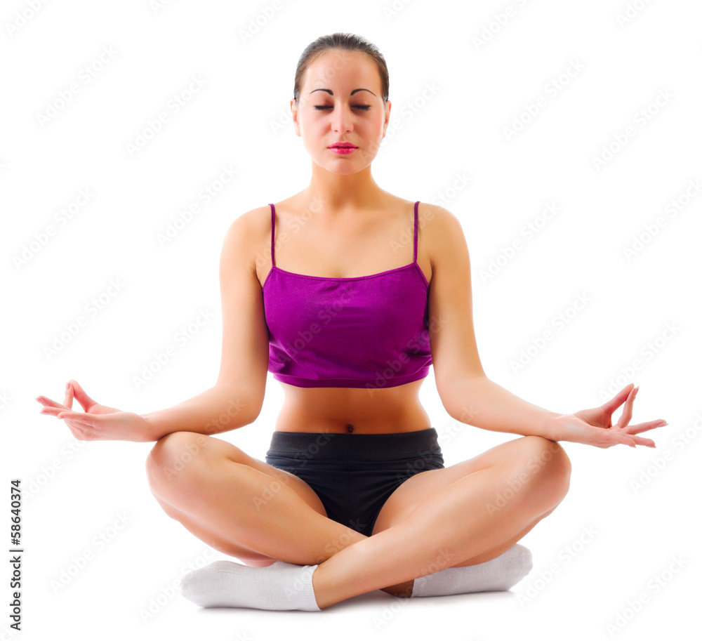 Young girl in lotus pose