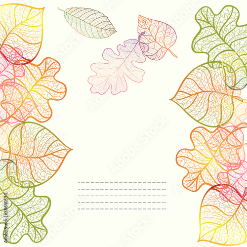 Fototapeta Naklejka Na Ścianę i Meble -  Ornamental background with art autumn leaves